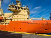 0008 Docked in Punta Arenas, opposite an Antarctic research ship.
